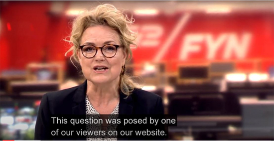 덴마크의 지역공영방송 ‘티브이2/퓐’이 독자의 질문을 반영한 보도를 하고 있다.